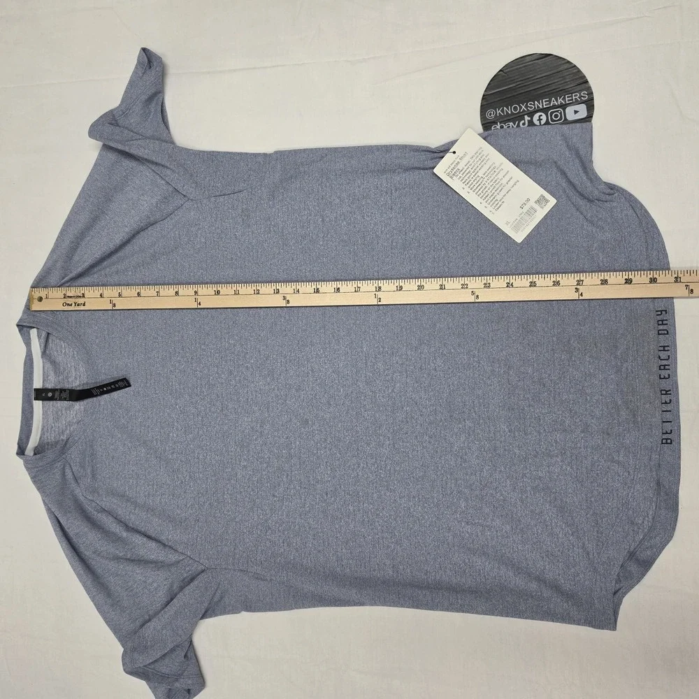STAINED Lululemon Drysense Short Sleeve HTRC Heathered Blue Men's Size XLarge